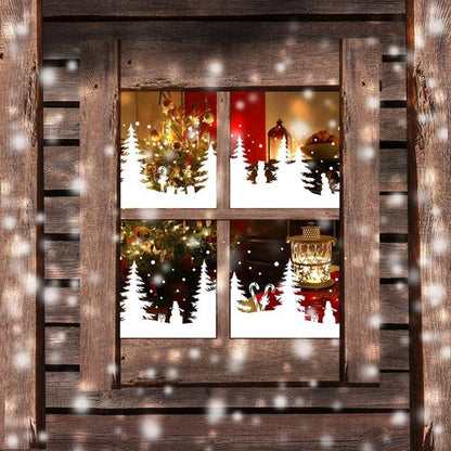 Christmas Stencils - Large Reusable Winter Forest House Village Designs for Window Glass & Crafts | 53.1” Templates