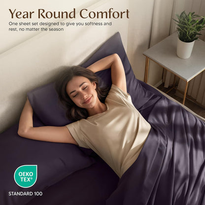 Utopia Bedding Twin Sheet Set - Soft Microfiber 3-Piece Bed Sheets for Twin Size Bed | Dark Purple