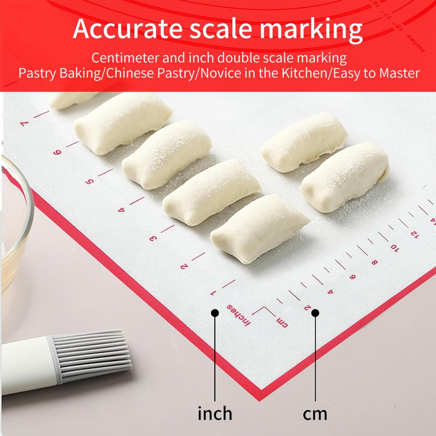 Skiennix Silicone Baking Mat - Extra Large 32x24 Inch Non-Stick Pastry Mat with Dough Scraper & Ties
