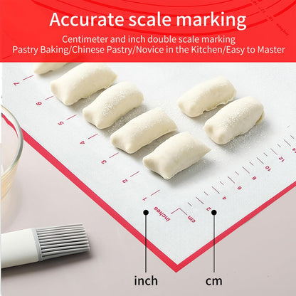 Skiennix Silicone Baking Mat - Extra Large 32x24 Inch Non-Stick Pastry Mat with Dough Scraper & Ties