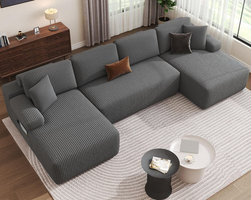 DURASPACE 126.2'' U Shaped Oversize Modular Sectional Sofa with Chaise, Cloud Boneless Comfort Sectional Sofa Couch, Deep Seat Couch, Convertible 4-Seater for Living Room, No Assembly Required
