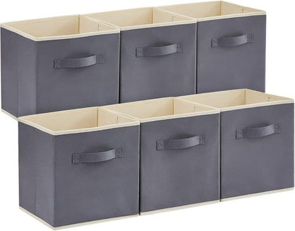 Lifewit Storage Cubes - Foldable Fabric Baskets for Home Organization | 13-Inch Gray, 6-Pack