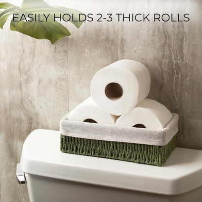 Beautiful Toilet Paper Storage Basket Set of 2 - Decorative Wicker Bathroom Organizer | Quality Holder for Any Decor