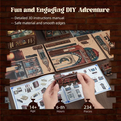 FUNPOLA LED 3D Puzzle - Interactive Magic Station Book Nook Kit | DIY Miniature Decor for Bookshelves