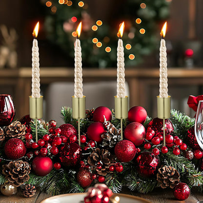 Skiennix Christmas Candle Holders - 5 Pcs Metal Spike Stand for Festive Decor | Golden Finish