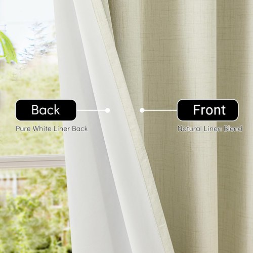 ChrisDowa 100% Blackout Curtains - 84 Inch Linen Drapes for Total Privacy | Beige, 2 Panels (52" W x 84" L)