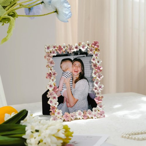 Blossom Pink Flower Picture Frame - 4x6 Decorative Tabletop Display for Home Decor