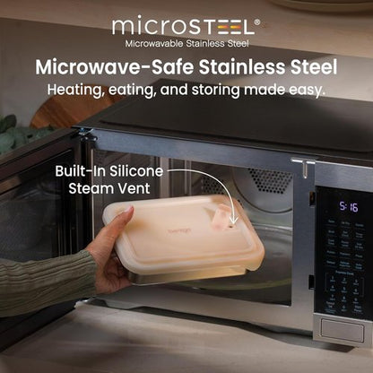 Bentgo MicroSteel Heat & Eat Container - Microwave-Safe, Leak-Proof & Airtight | 5.5-Cup Gold Stainless Steel Food Storage