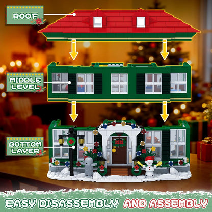 Skiennix Christmas House Building Set - 1187PCS Light-Up Holiday Kit for Adults & Movie Fans