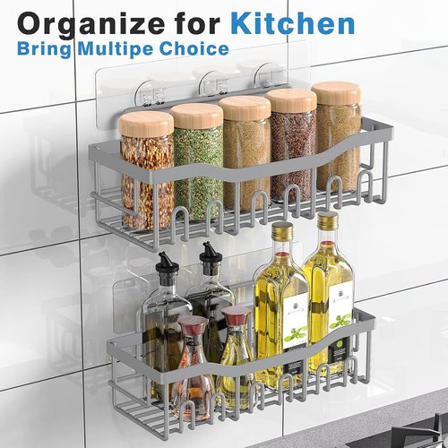 EUDELE Shower Caddy - 2 Pack Adhesive Organizer | Rustproof Stainless Steel for Bathroom & Kitchen Storage