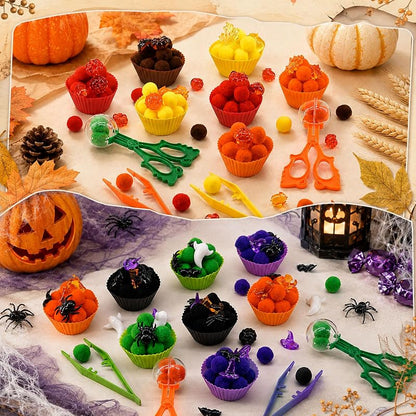 Fall Halloween 302-Piece Sensory Bin Set for Sorting & Counting – Includes Pumpkins, Ghosts, Leaves