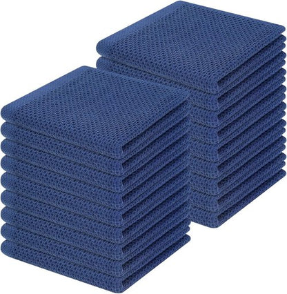 Homaxy Kitchen Dish Cloths - 100% Cotton Waffle Weave, Ultra Soft & Absorbent, 12x12 Inches, Navy Blue, 18-Pack