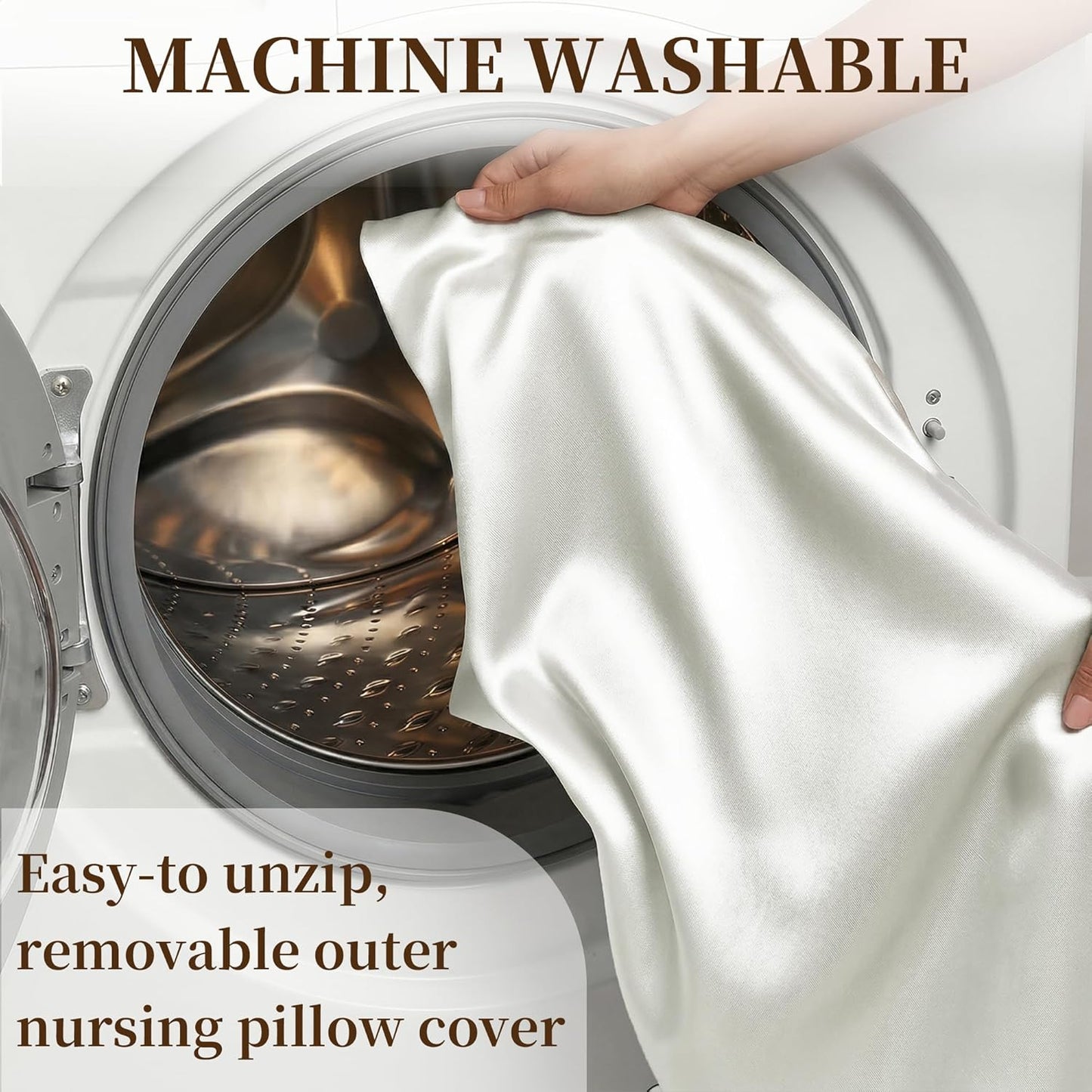 Pro Goleem Nursing Pillow Cover - Soft Silk Feel Feeding Slipcover | 2 Pack in Gray & White
