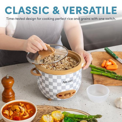 AROMA® Rice Cooker - 6-Cup One-Touch Design with PFAS-Free Nonstick Ceramic Surface | 1.5 Quarts