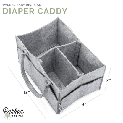 Parker Baby Diaper Caddy - Versatile Nursery Storage Bin & Car Organizer for Diapers - Gray