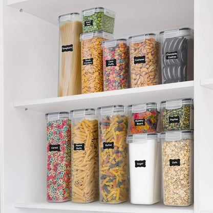 Freshware Kitchen Storage Containers - 48 PCS Airtight Plastic Food Storage Set with Labels & Measuring Spoons
