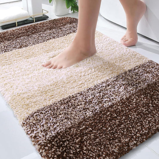 OLANLY Bathroom Rug Mat - Extra Soft Microfiber, Non-Slip Plush Shaggy Design | 30x20 Inches, Brown