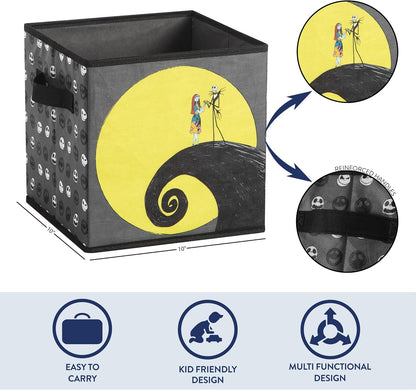 Nightmare Before Christmas Jack & Sally Storage Cubes - Durable 10"x10"x10" with Handles