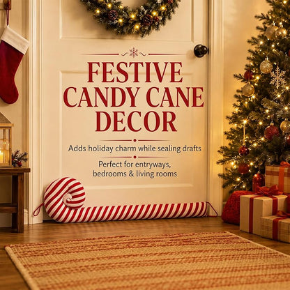 Weighted Christmas Door Draft Stopper 39 Inch - Candy Cane Design for Bottom of Door
