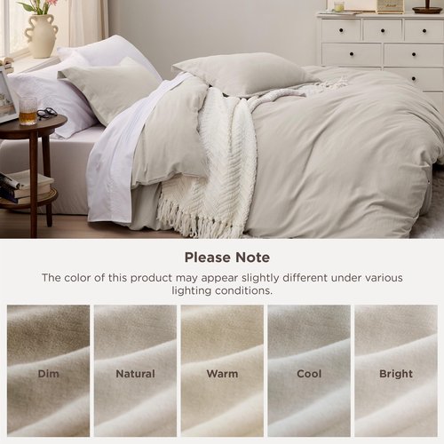 Bedsure Oversized King Duvet Cover - 3 Pieces Prewashed Cotton-Like Polyester Extra Soft Bedding Set, Includes 1 Duvet Cover 120x98 Inches with Zipper Closure & 2 Pillow Shams, Linen, No Comforter
