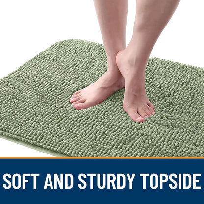 OLANLY Dog Door Mat - Absorbent Non-Slip Chenille Mat for Muddy Paws | 59x35, Quick Dry, Sage Green