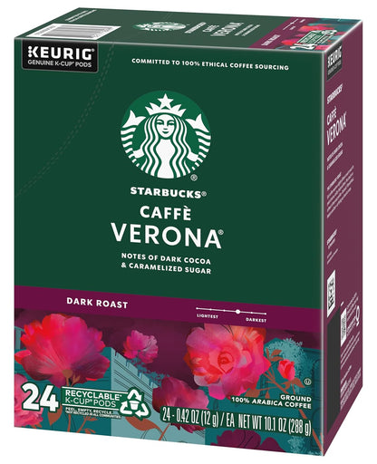 Starbucks K-Cup Pods - Caffè Verona Dark Roast Coffee with Cocoa & Caramel Notes | 48 Count (2 Boxes)