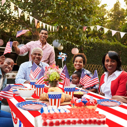 Oudain Patriotic Tablecloths - 6 Pcs 54" x 108" Disposable Red, Blue & White for 4th of July Decor