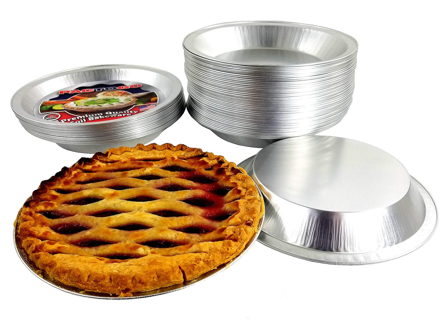 PACTOGO 9" Disposable Heavy Smooth-Wall Aluminum Foil Pie Pans (Pack of 200)