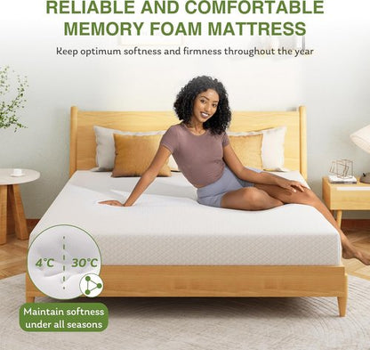 EGOHOME 8-Inch Twin Memory Foam Mattress - Cooling Green Tea Gel for Pressure Relief | CertiPUR-US Certified, 75''L x 38''W, White