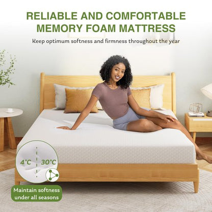 EGOHOME Twin Size Memory Foam Mattress, 10 Inch Bed Mattress in A Box with Cooling Green Tea Gel, Relieve Pressure with Medium Firm Support, CertiPUR-US Certified, 75''L x 38''W, White