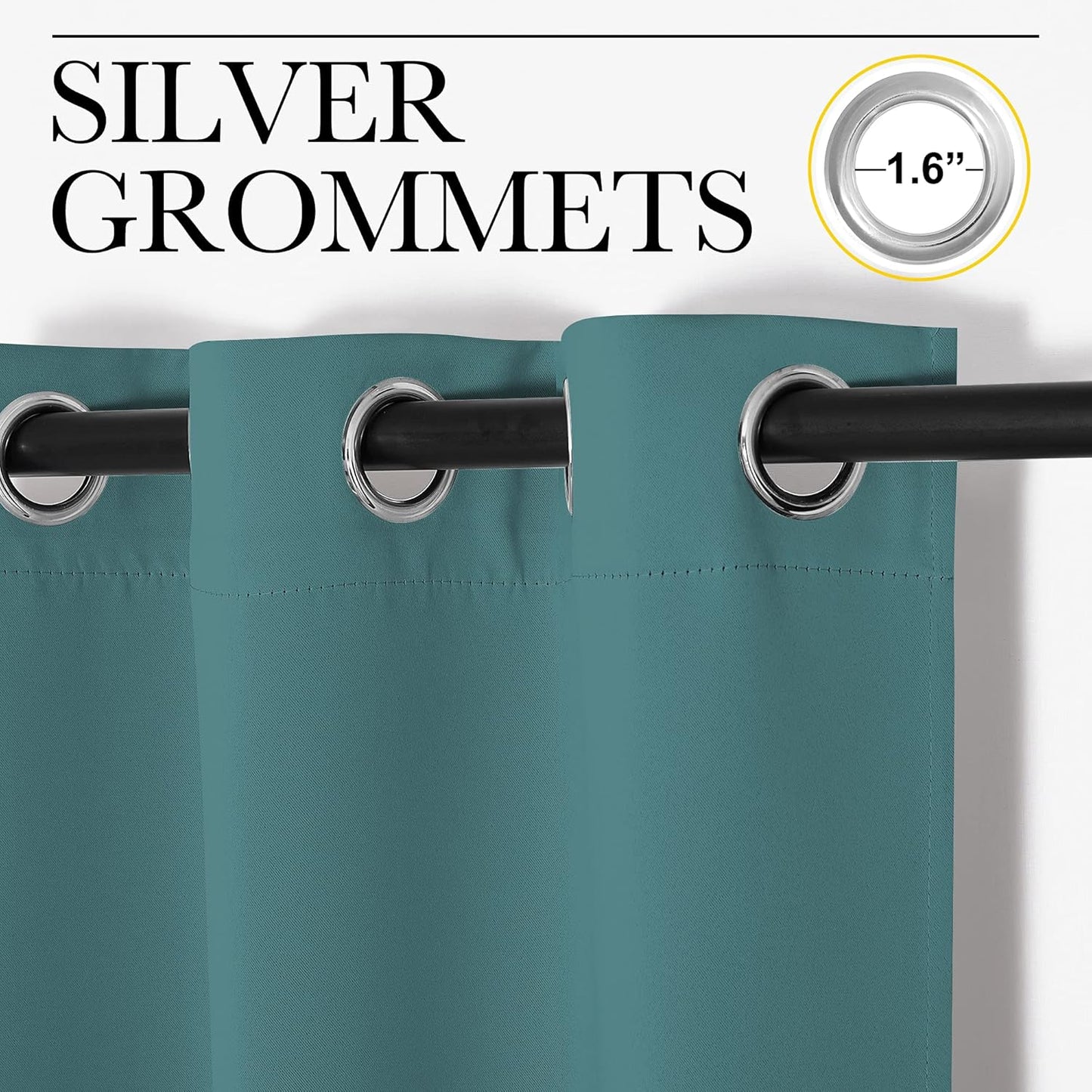 NICETOWN Blackout Curtains for Patio Glass Doors - Sea Teal Privacy Panels, 42" x 95" (1 Pair)