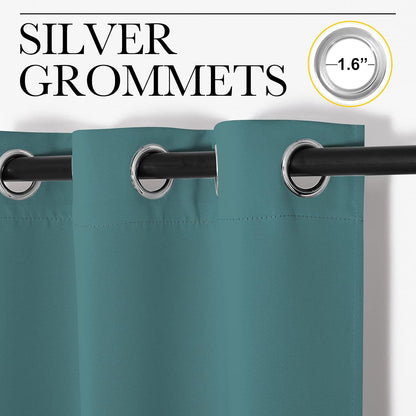 NICETOWN Blackout Curtains for Patio Glass Doors - Sea Teal Privacy Panels, 42" x 95" (1 Pair)