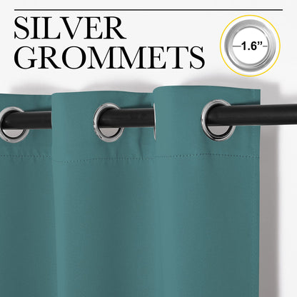 NICETOWN Patio Glass Door Panels - Blackout Curtains for Bedroom, Living and Dining Room - Guest Room Privacy Panels, Sea Teal, 42" x 95" (1 Pair)