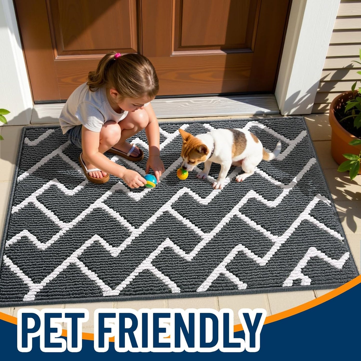 OLANLY Non-Slip Front Door Mat - Dirt Resistant & Absorbent | Washable Indoor Doormat 36x24, Charcoal