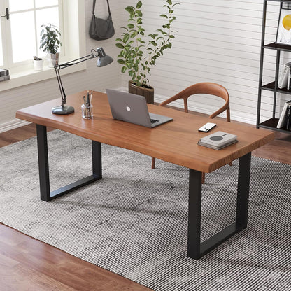 Skiennix Solid Wood Office Desk - Stylish & Durable Design | Multi-Size Options for Home or Work (Tan, 55.12 in)