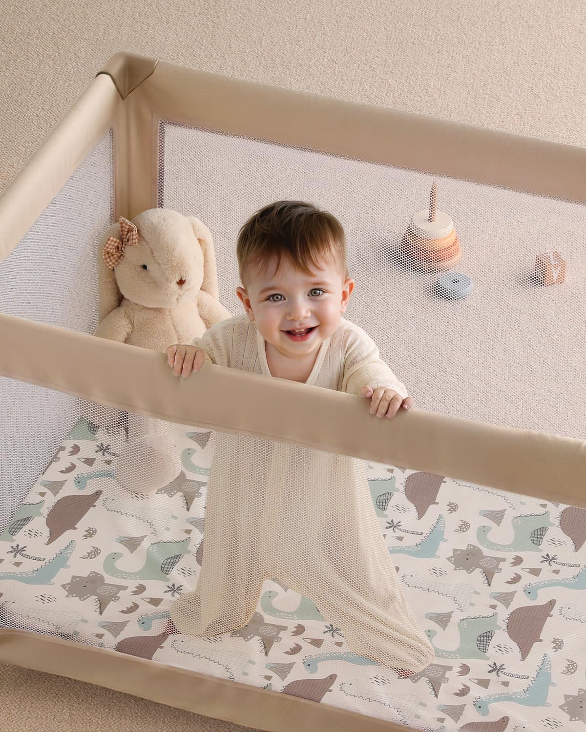 Yoofoss Baby Pack and Play Sheets - Ultra Soft Dark Blue Dinosaur Fitted Mini Crib Sheets | 38x26 Compatible with Graco