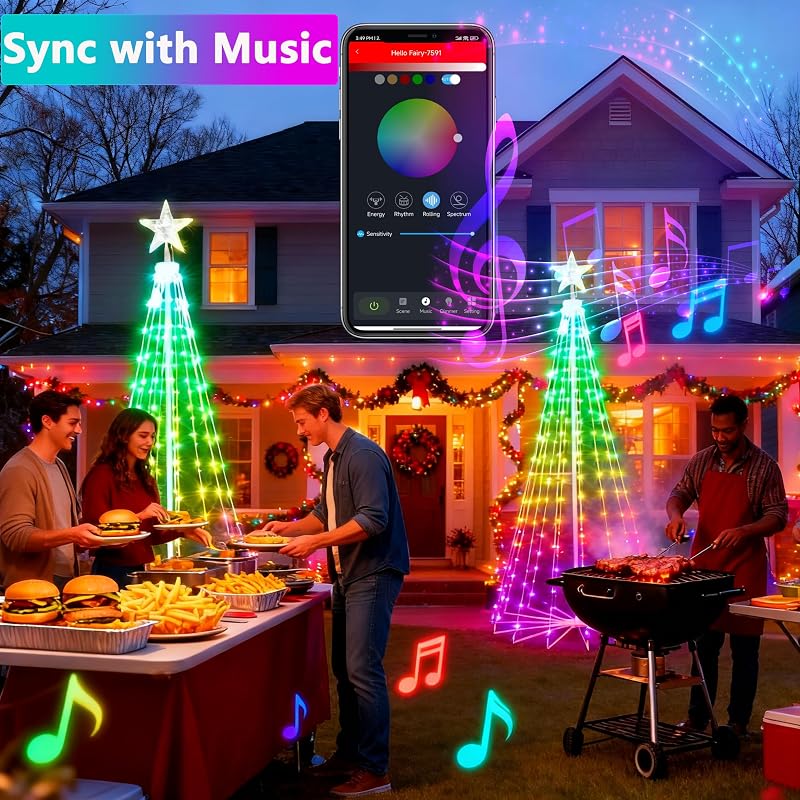 7ft Outdoor Christmas LED Tree with 295 LEDs, App & Remote, Timer
