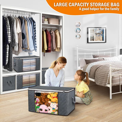 Budding Joy 90L Large Storage Bags & 40L Clear Zippered Bags - Perfect for Organizing Clothes