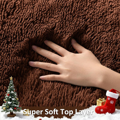 Ophanie Round Rug - 4Ft Brown Fluffy Circle Area Rug | Soft Shaggy Carpet for Kids & Nursery Decor