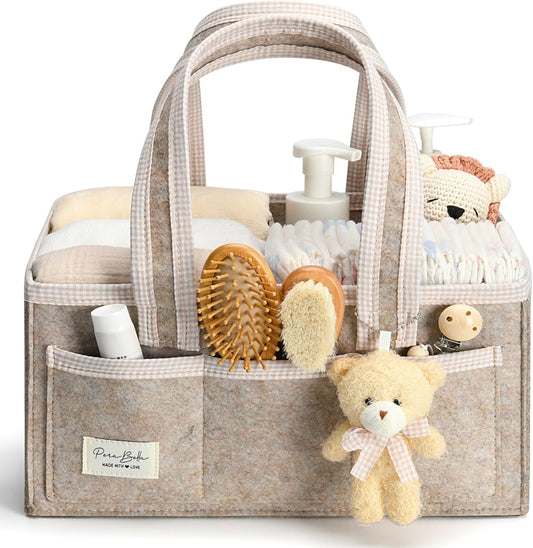 PeraBella Baby Diaper Caddy Organizer - Portable Felt Nursery Storage Bin for Newborn Essentials