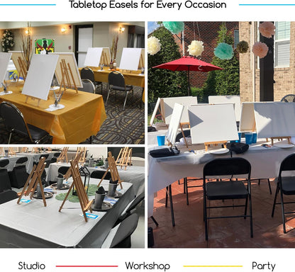 MEEDEN Tabletop Easel Stand - 16" x 12" Pine Wood Display for Painting | Black Mini Easel for Signs & Pictures