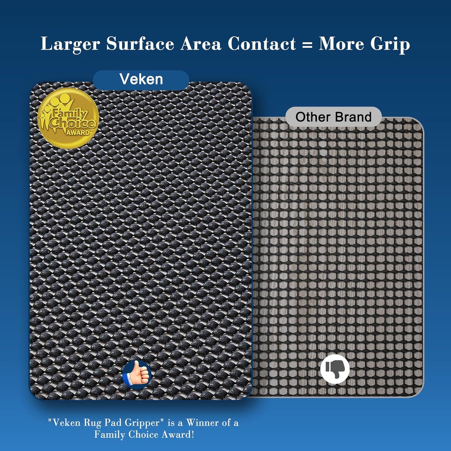 Veken Rug Pad Gripper - Non-Slip 8x10 Ft Mat for Hardwood & Tile Floors | Thick Anti-Skid Design