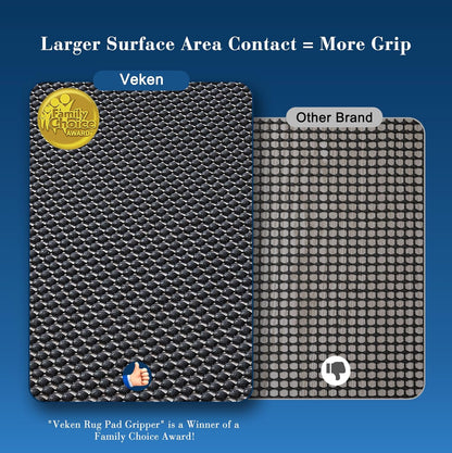 Veken Rug Pad Gripper - Non-Slip 8x10 Ft Mat for Hardwood & Tile Floors | Thick Anti-Skid Design