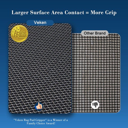 Veken 8x10 Ft Rug Pad Gripper for Hardwood Floors, Non Slip Black Rug Pads for Area Rugs, Thick Rug Grippers for Tile Floors, Under Carpet Anti Skid Mat, Keep Your Rugs Safe and in Place