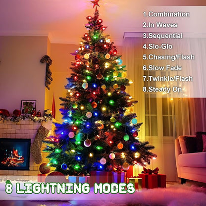 Multicolor Outdoor Battery-Operated Christmas String Lights 100LED 33ft 8 Modes with Timer - 2 Pack