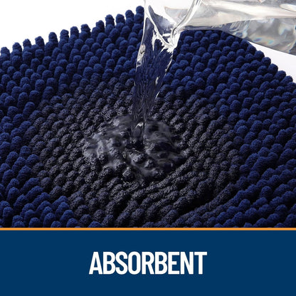 OLANLY Dog Door Mat - Absorbent Non-Slip Chenille for Muddy Paws | 40x24 Inches, Quick Dry, Navy Blue