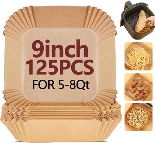 9 Inch Air Fryer Liners by [Brand Name] - 125PCS Heat Resistant Non-Stick Parchment Paper for Baking & Roasting