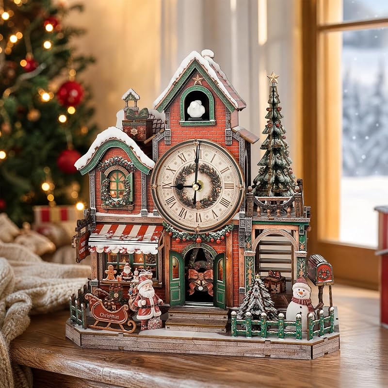 3D Puzzle Clock Kit - Christmas Cottage Cuckoo Clock Model with 3 Modes (Variation: Christmas Cottage)