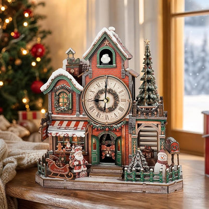 3D Puzzle Clock Kit - Christmas Cottage Cuckoo Clock Model with 3 Modes (Variation: Christmas Cottage)