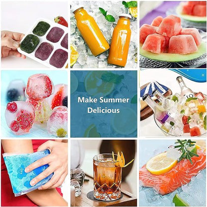 Airabc Silicone Ice Cube Trays - Easy-Release 14-Cube Design | BPA-Free & Stackable with Removable Lid